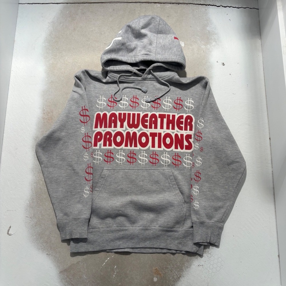 Mayweather Promotions Rare Money Team Hoodie Gray CH Apparel Mens Medium TMT